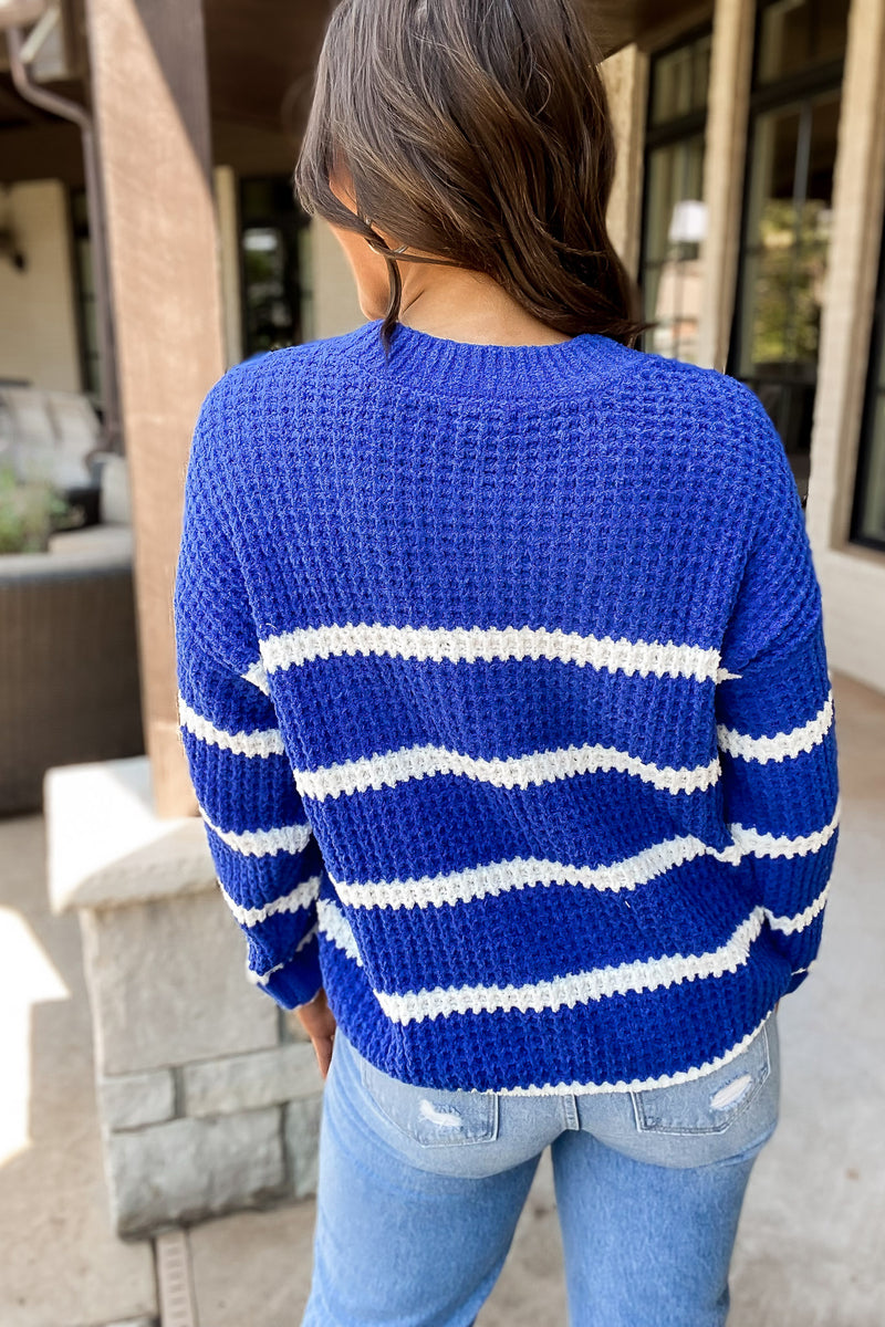 You Mean Everything Azure Striped Sweater
