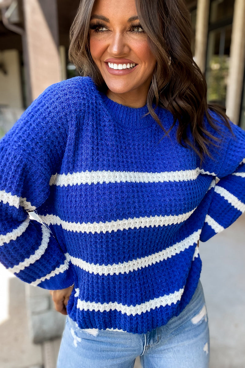 You Mean Everything Azure Striped Sweater