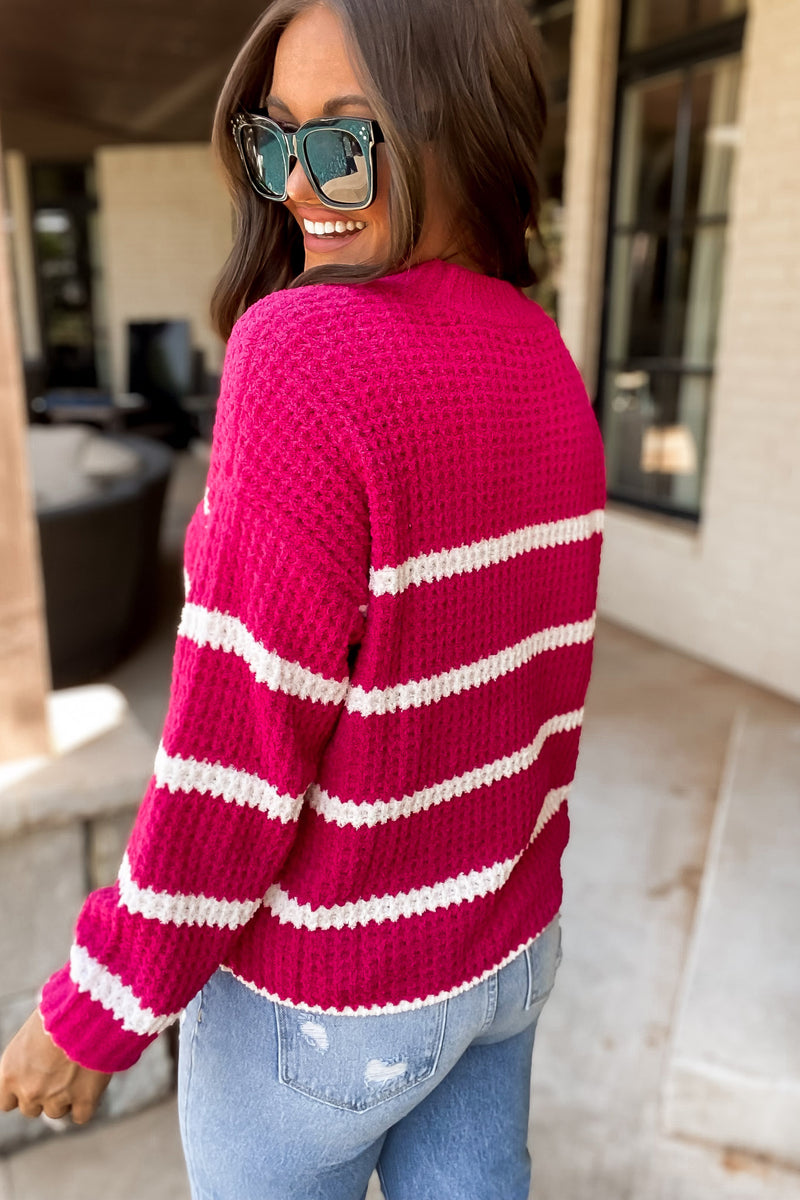 You Mean Everything Fuchsia Striped Sweater