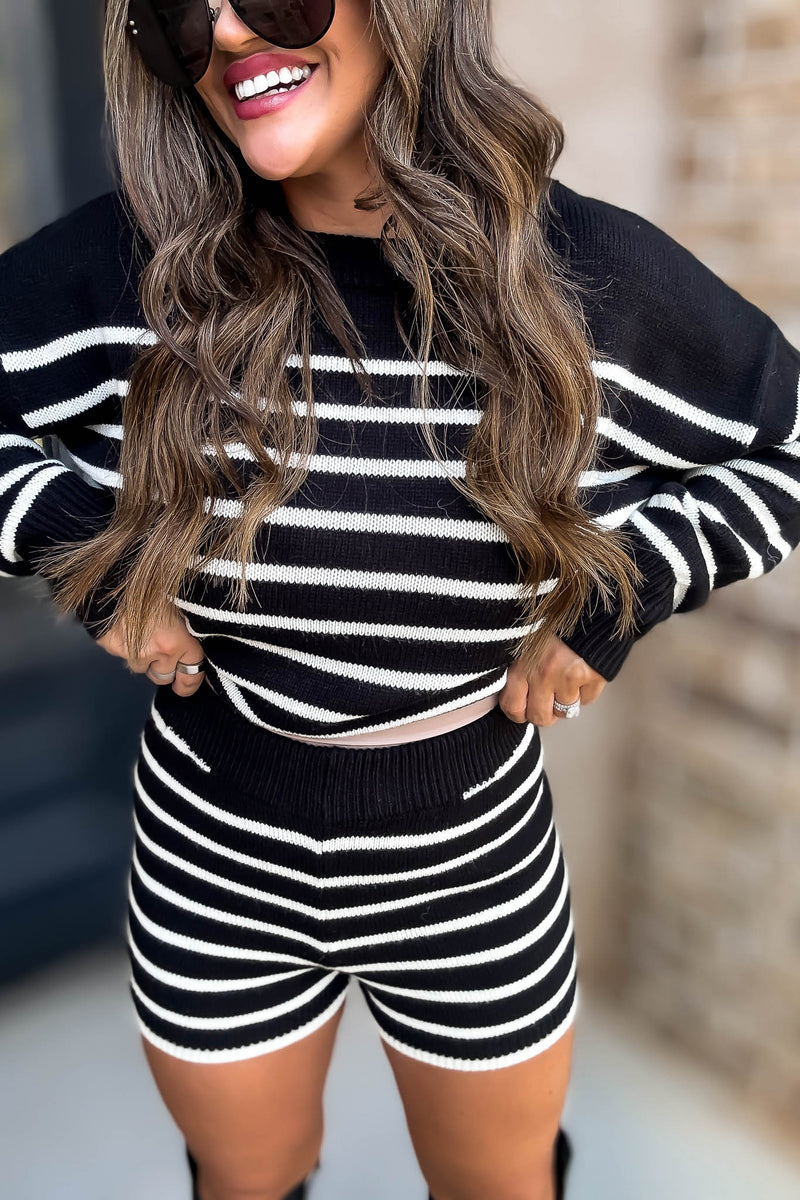 Abbie Stripe Sweater Shorts