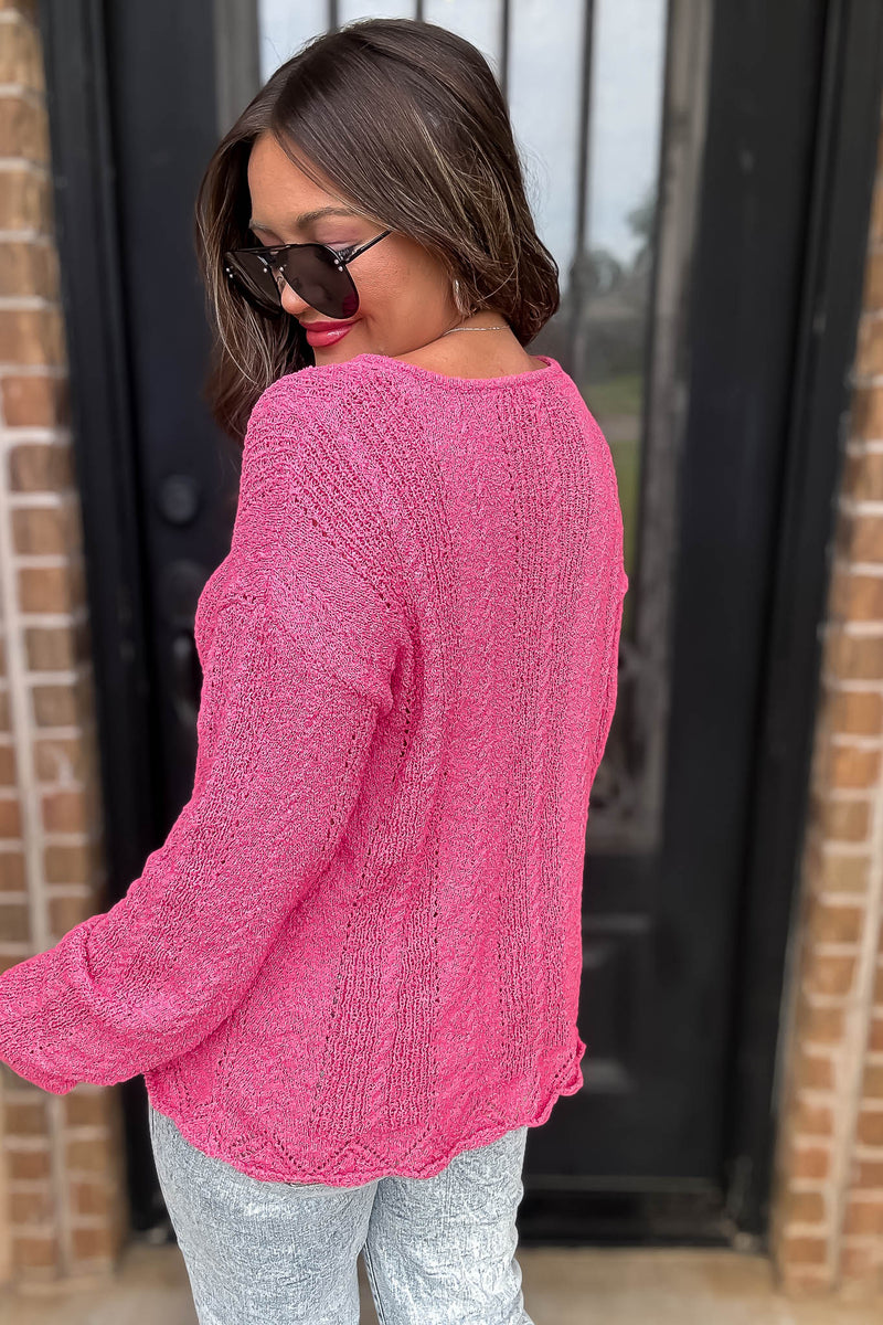 Hello Autumn Fuchsia Detailed Sweater