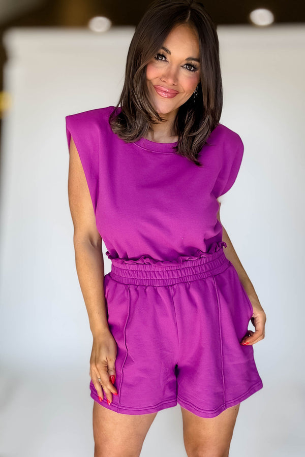 French Terry Plum Sleeveless Top