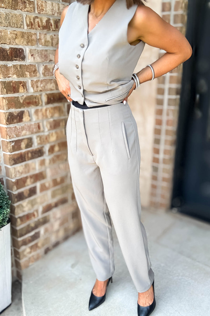 High Waist Pintuck Detail Long Pants