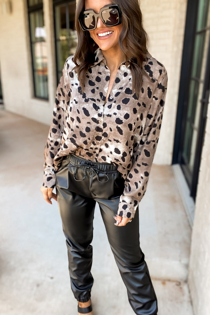 In Clear Site Leopard Print Collared Neck Top