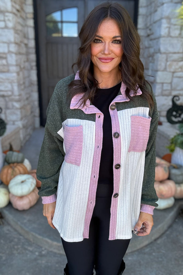 What A Dream Color Blocked Shacket