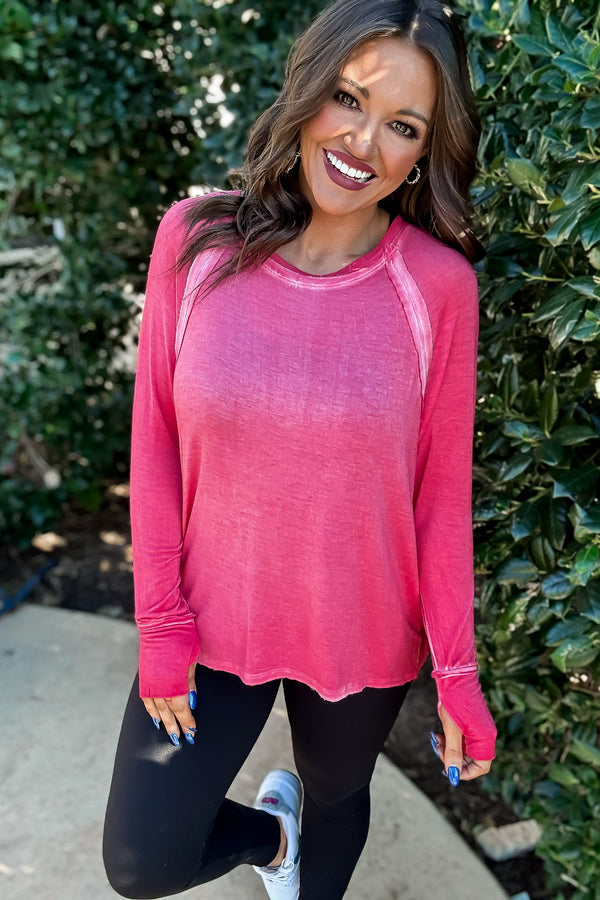 Here's The Scoop Ruby Washed Long Sleeve Top