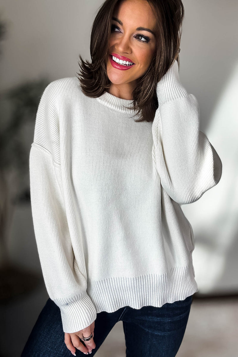 Exclusive Ivory Round Neck Sweater