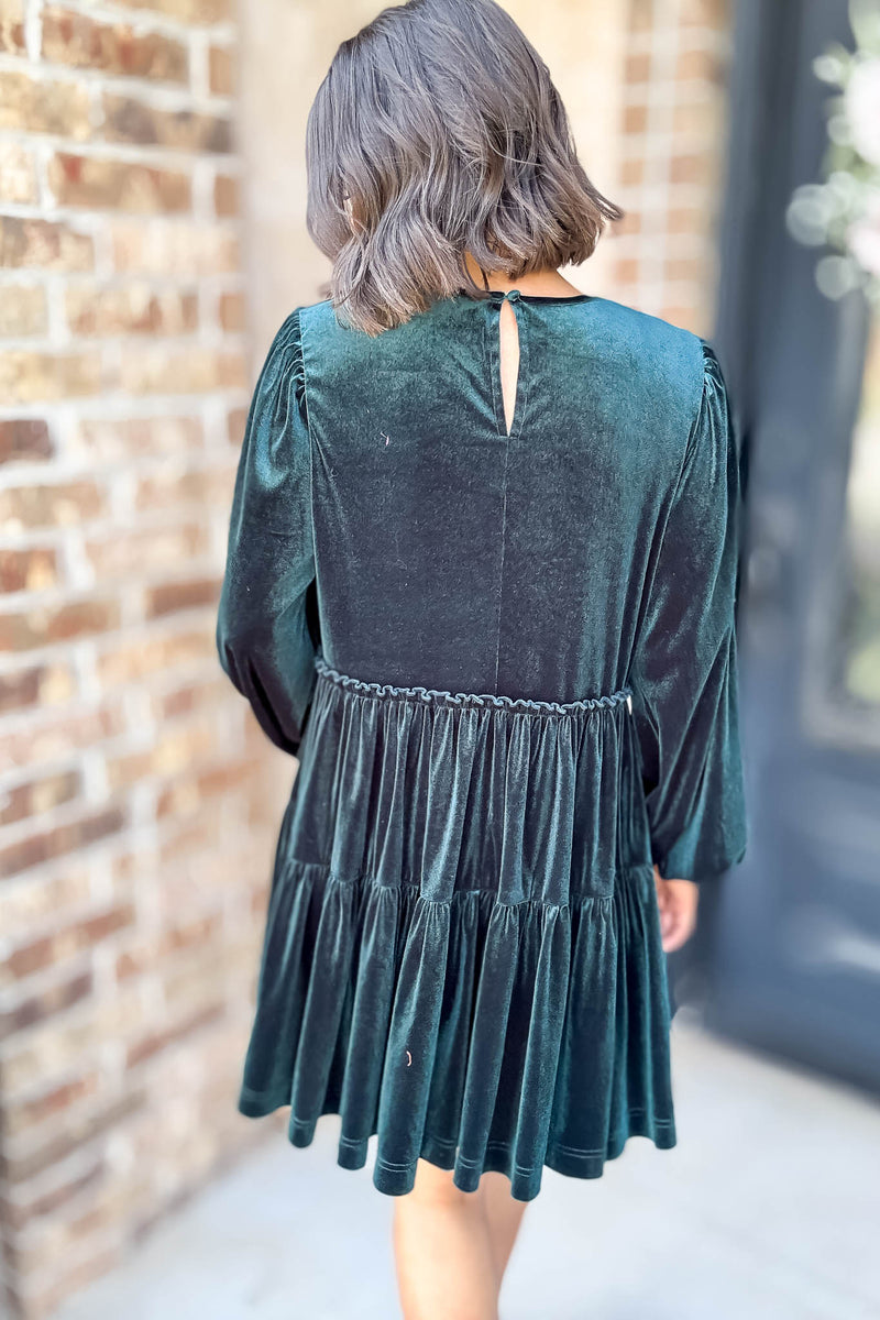 Teal Tiererd Layered Velvet Dress