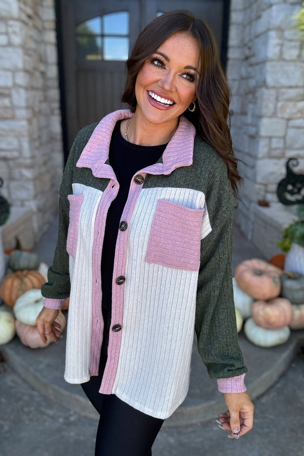What A Dream Color Blocked Shacket