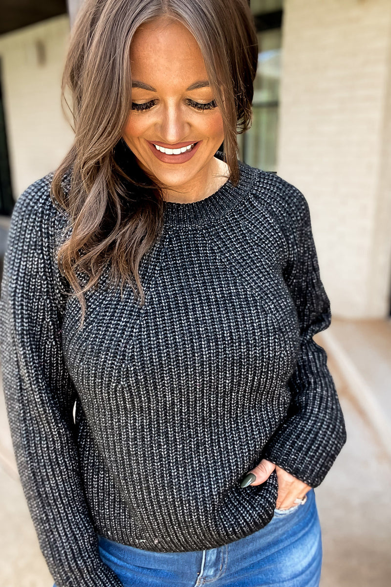 Butter Me Up Heathered Black Sweater