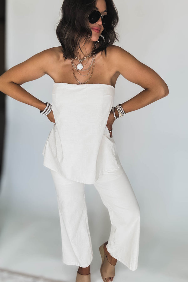 Cream Mid Rise Pants