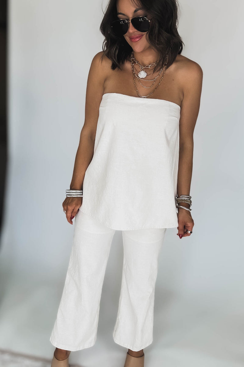 Cream Mid Rise Pants