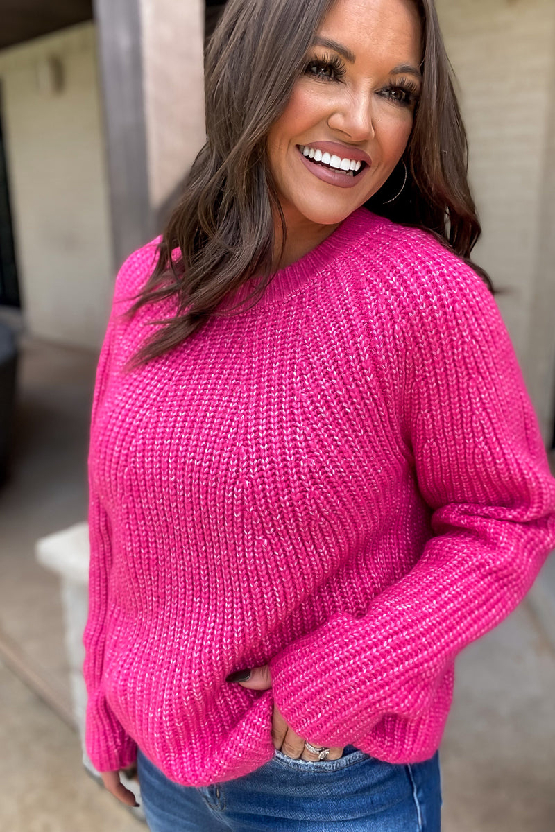 Butter Me Up Hot Pink Sweater