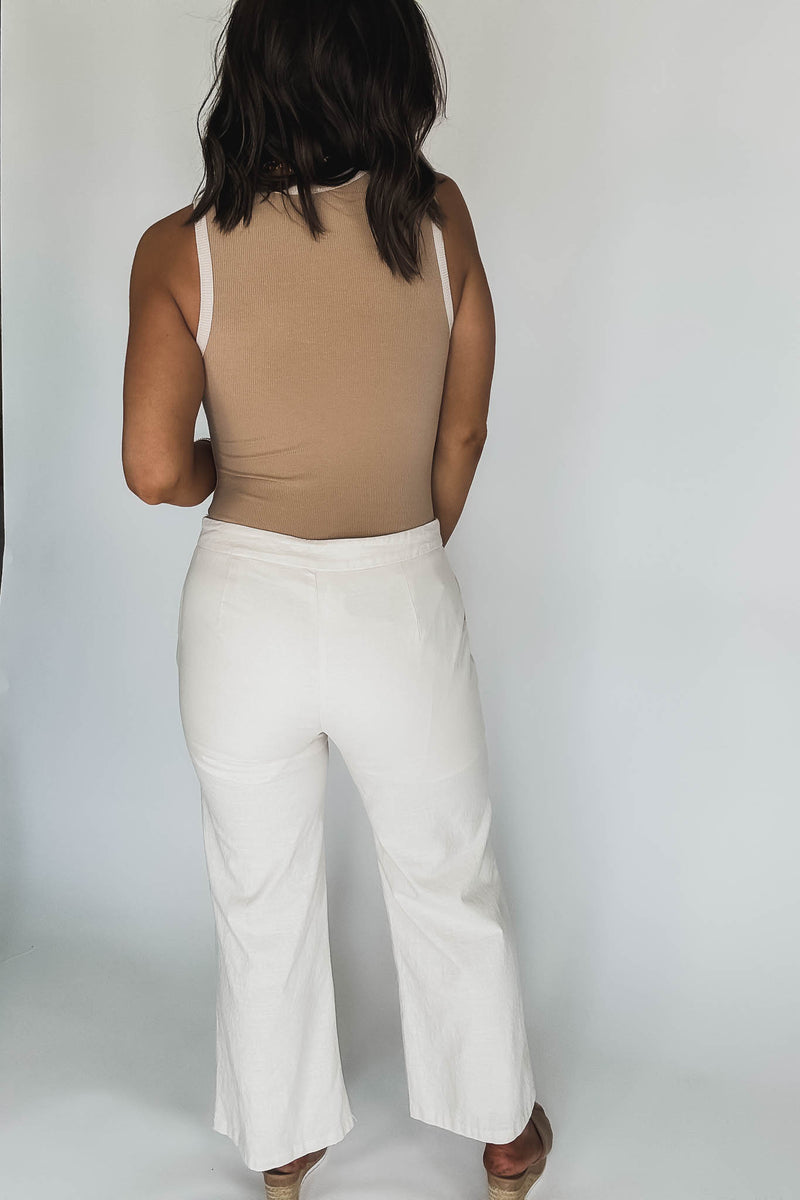 Cream Mid Rise Pants