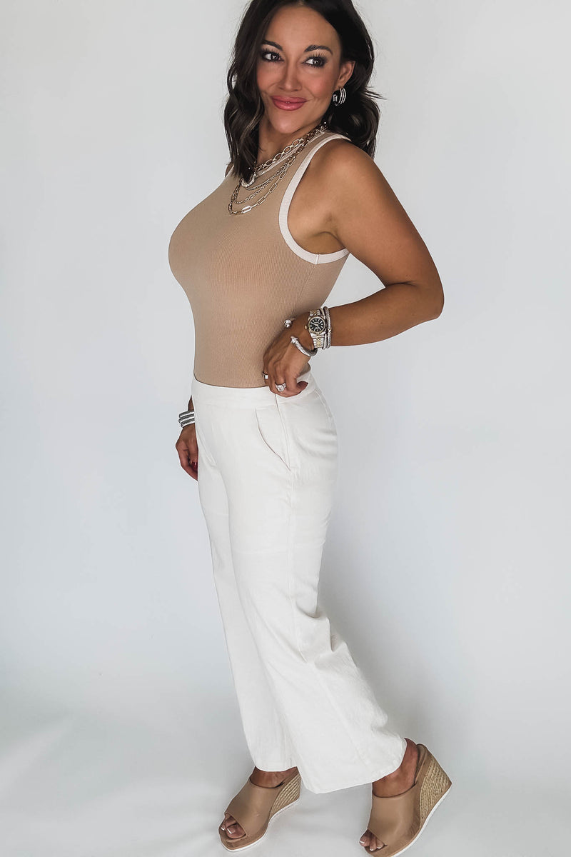 Cream Mid Rise Pants