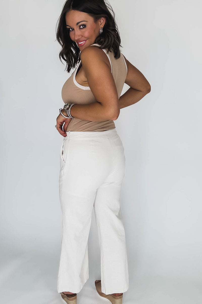 Cream Mid Rise Pants