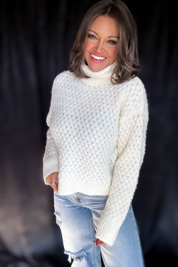 Chill In The Air Cream Turtleneck Sweater