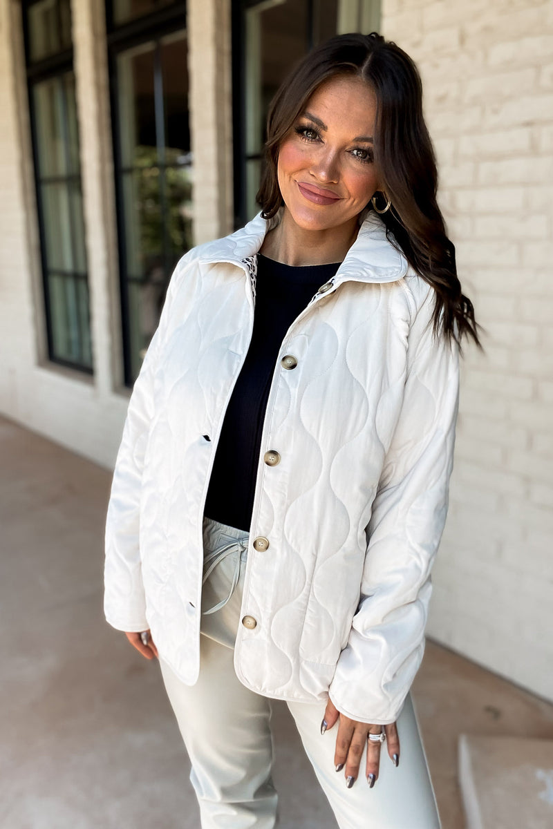 Perfect Companion Cream Reversible Quilting Jacket