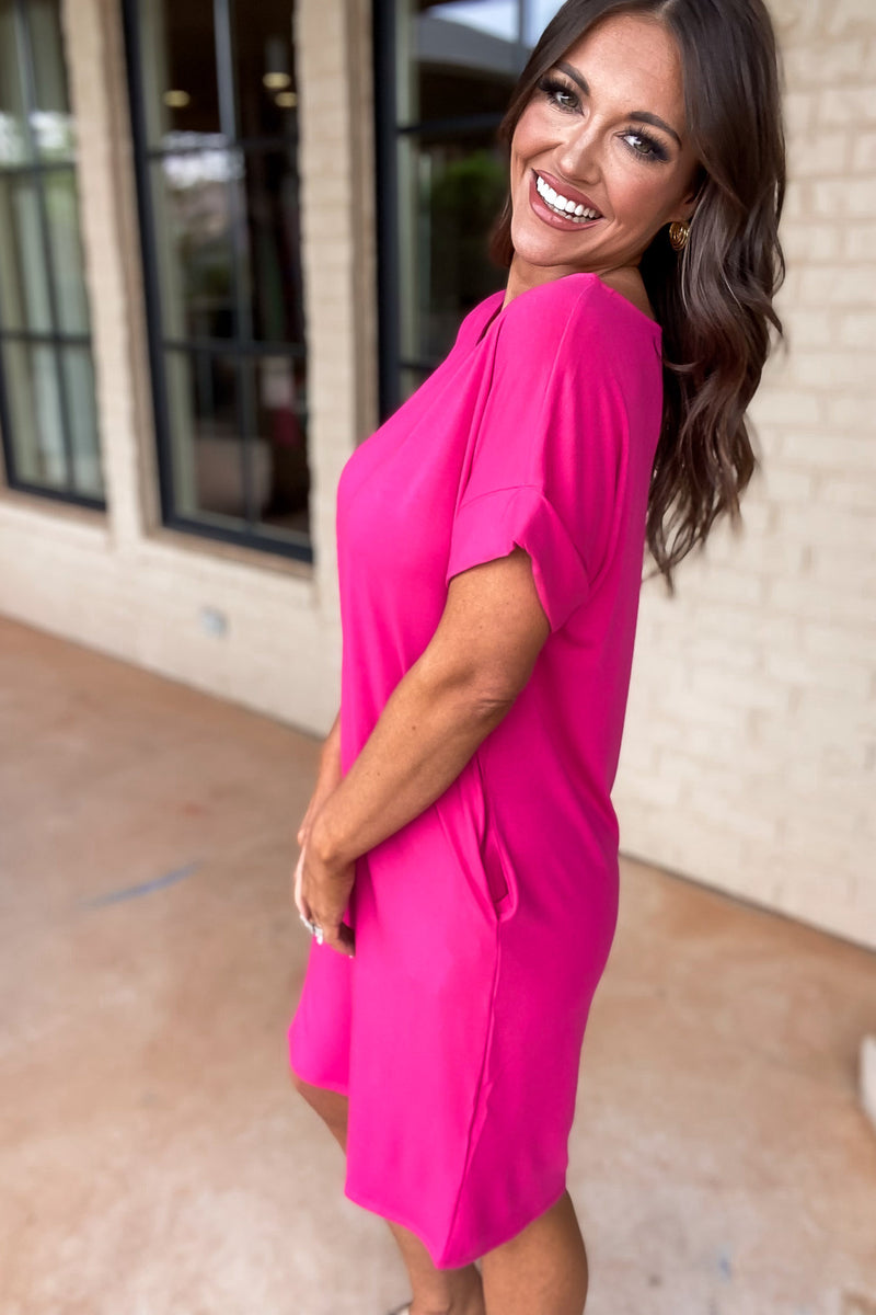 Flirty Simplicity Hot Pink Dress