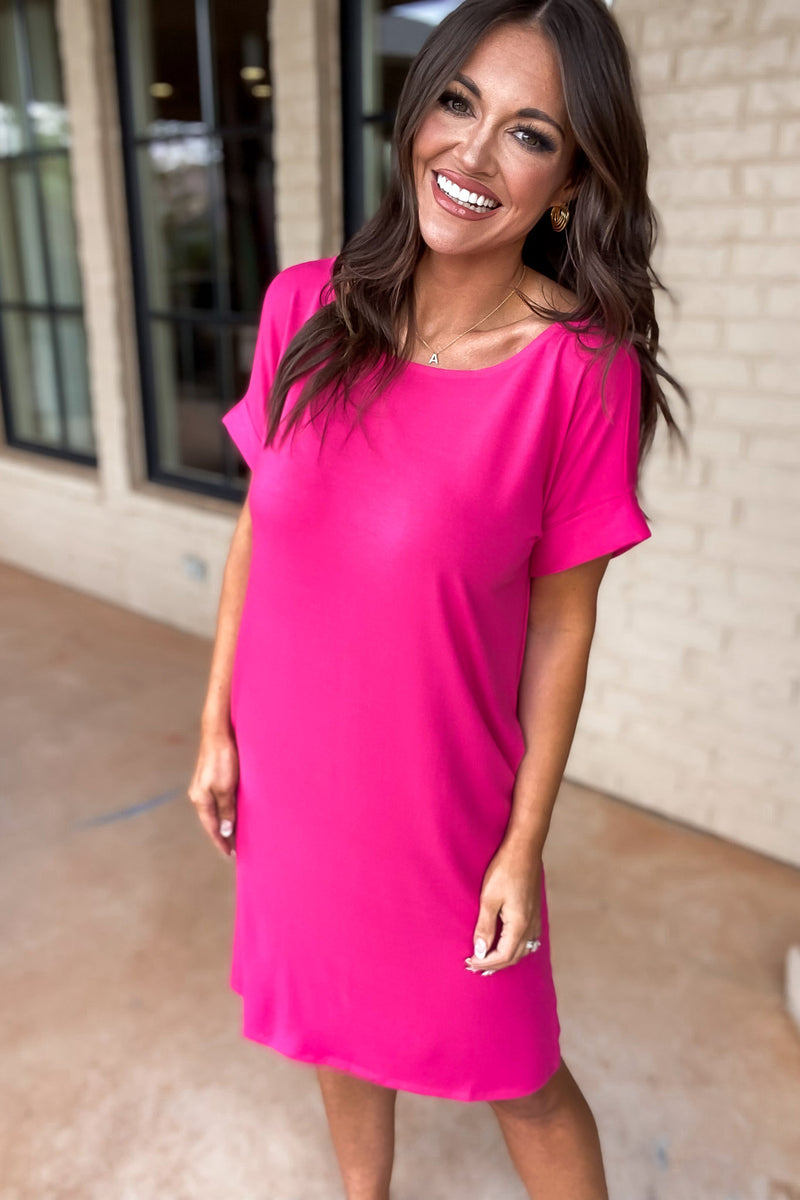 Flirty Simplicity Hot Pink Dress