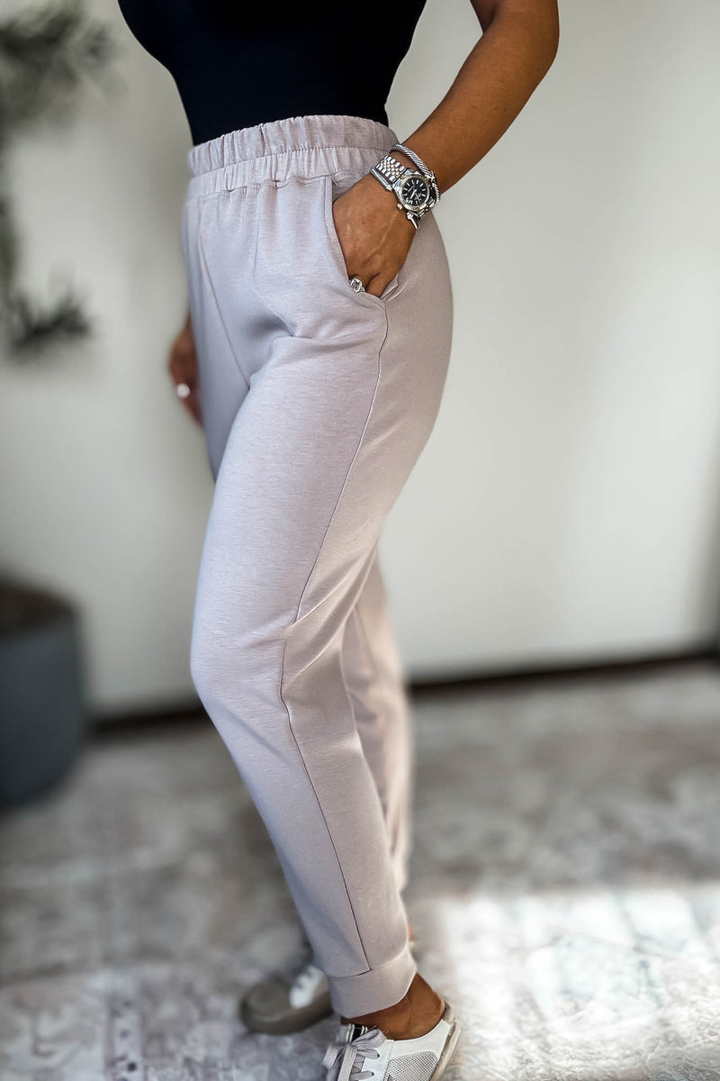 Double Soft Taupe Marl Cuff Pant