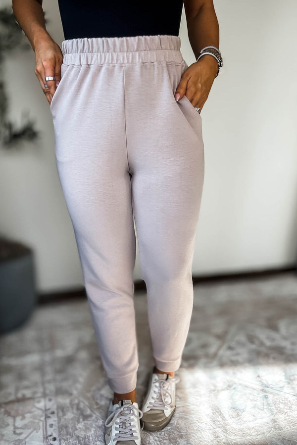 Double Soft Taupe Marl Cuff Pant