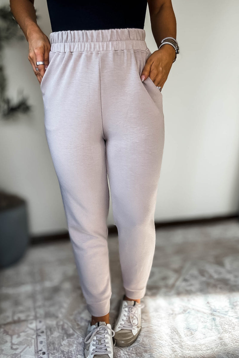 Double Soft Taupe Marl Cuff Pant
