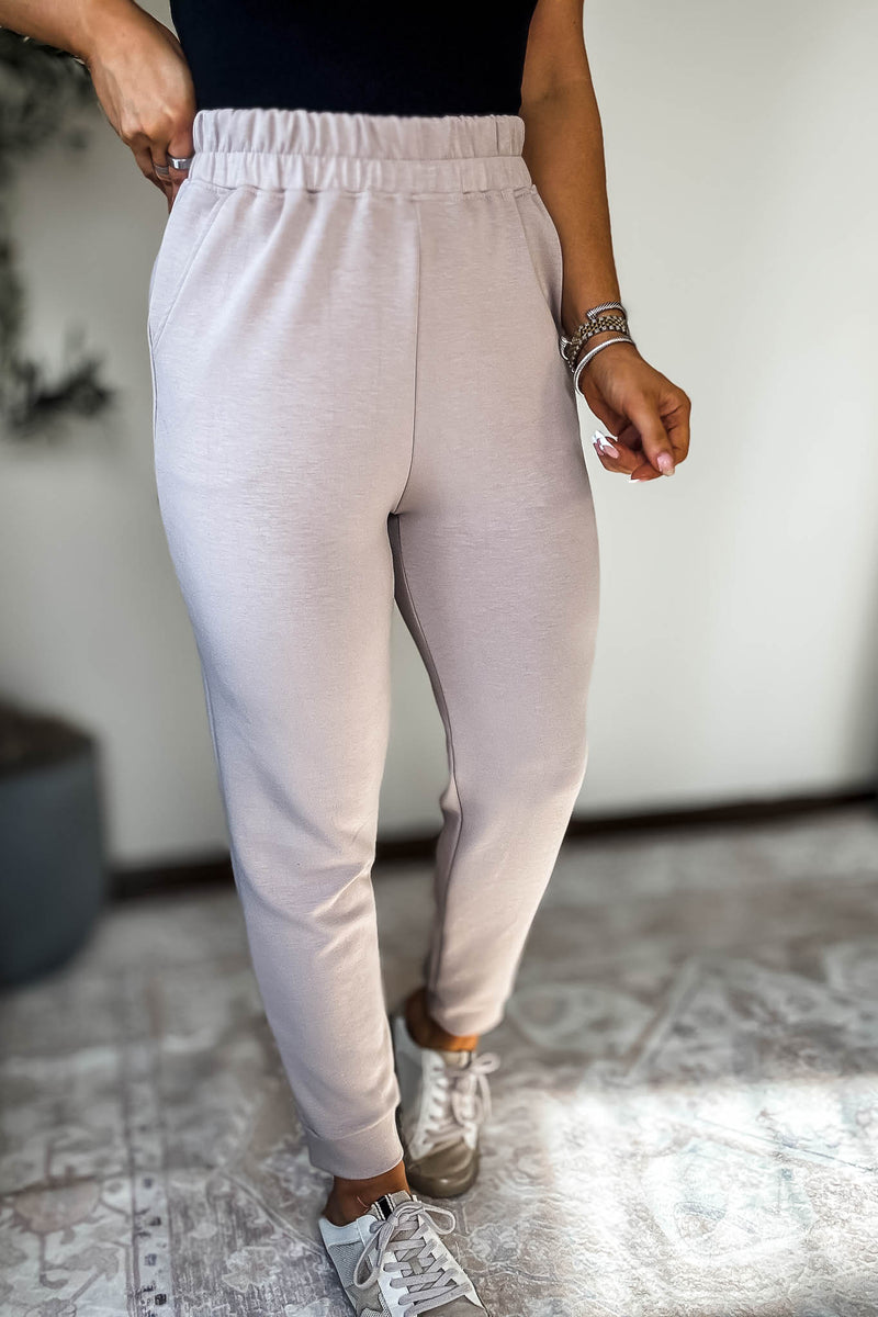 Double Soft Taupe Marl Cuff Pant