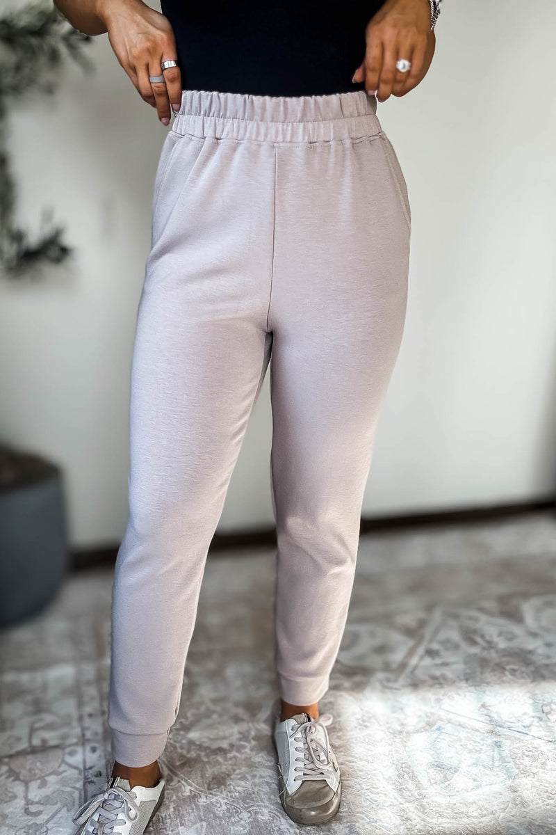 Double Soft Taupe Marl Cuff Pant