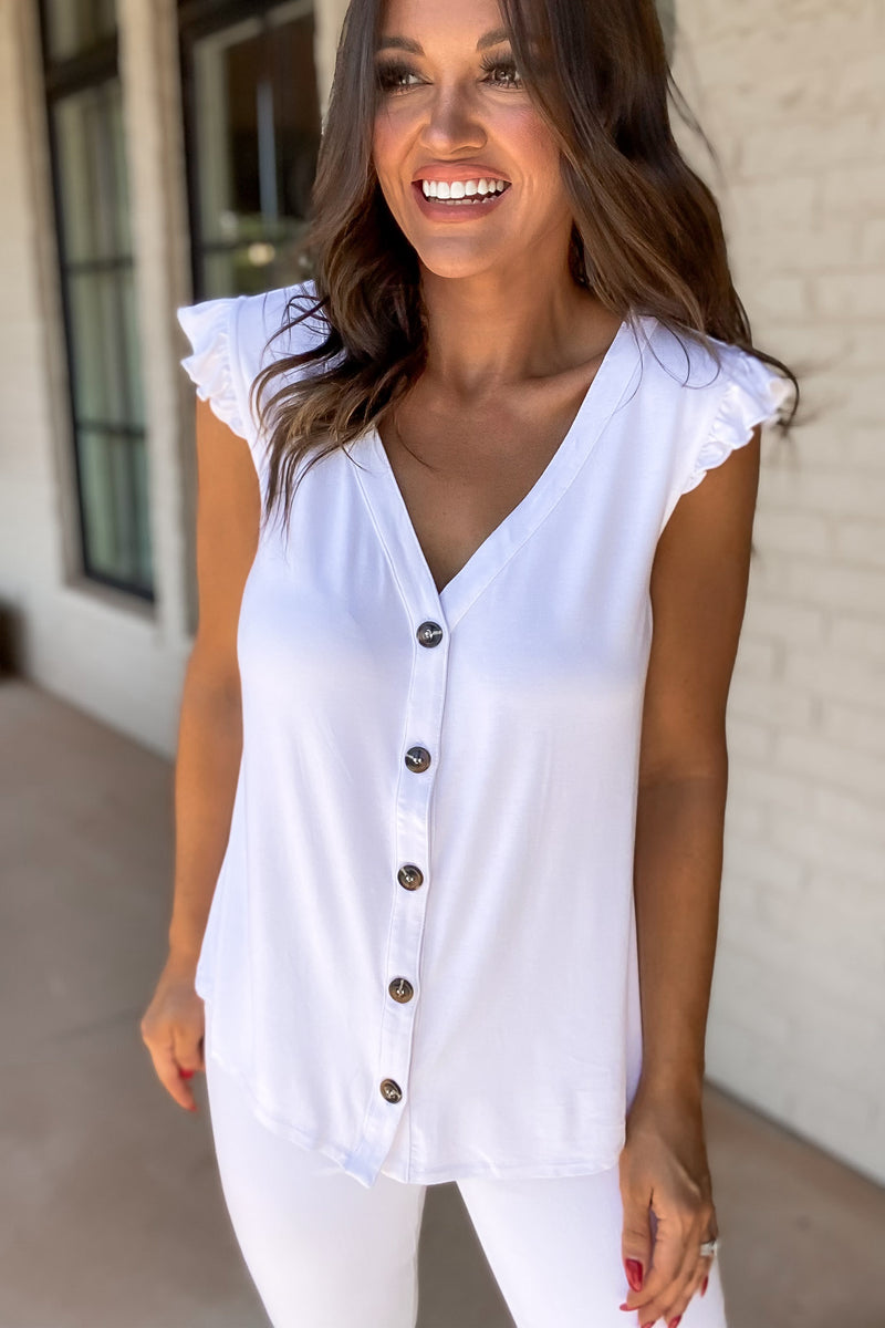 Parker White Button Up Top