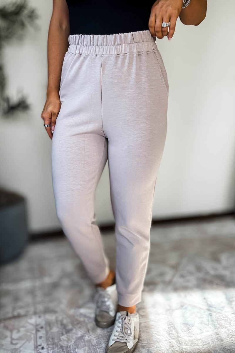 Double Soft Taupe Marl Cuff Pant
