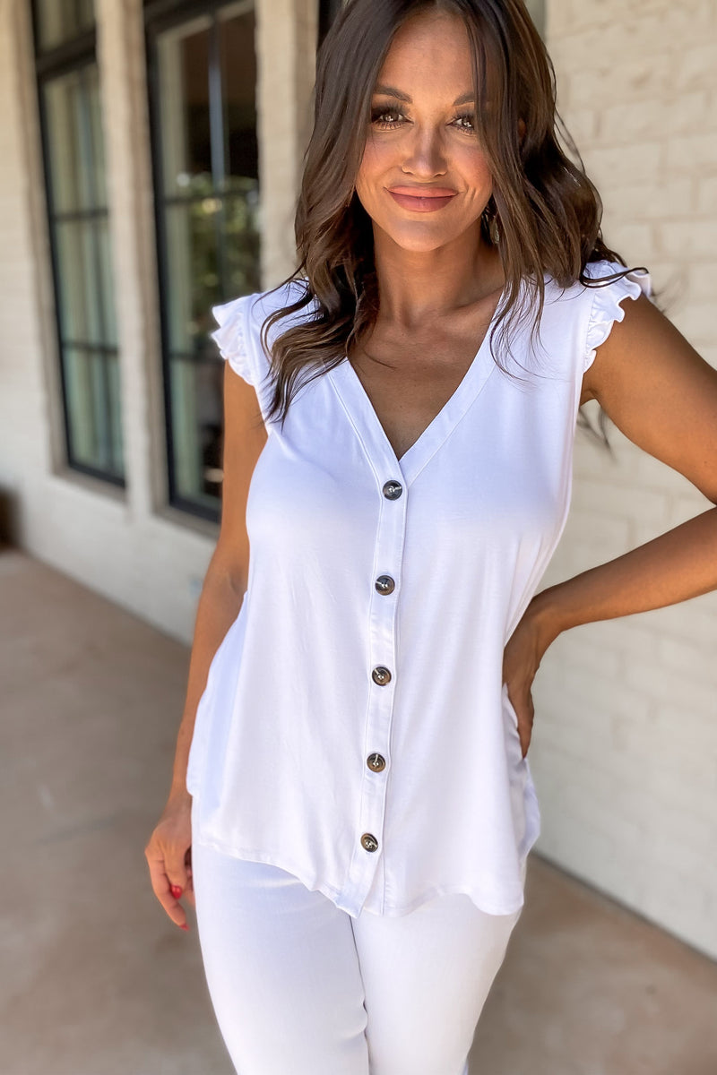 Parker White Button Up Top