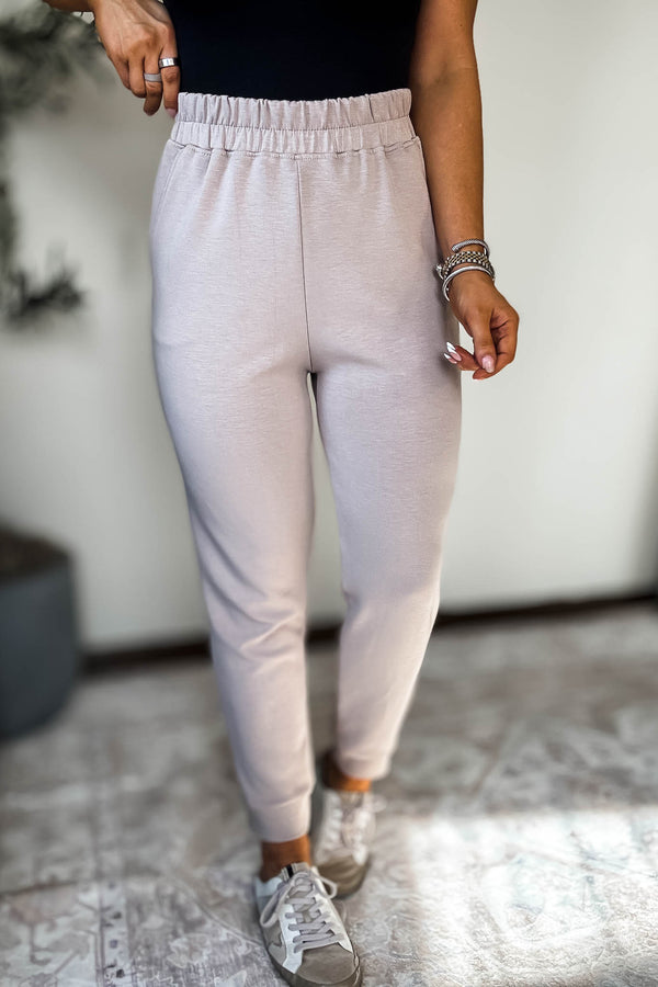 Double Soft Taupe Marl Cuff Pant