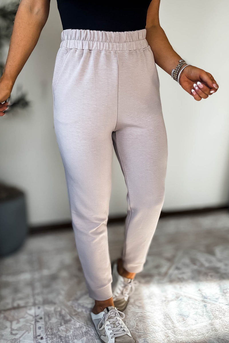 Double Soft Taupe Marl Cuff Pant