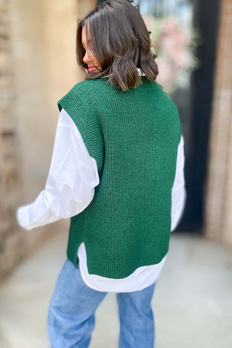 Green V-neck Sweater Vest