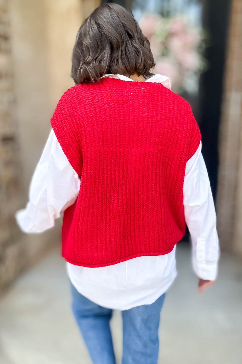 4 Button Red Sweater Vest