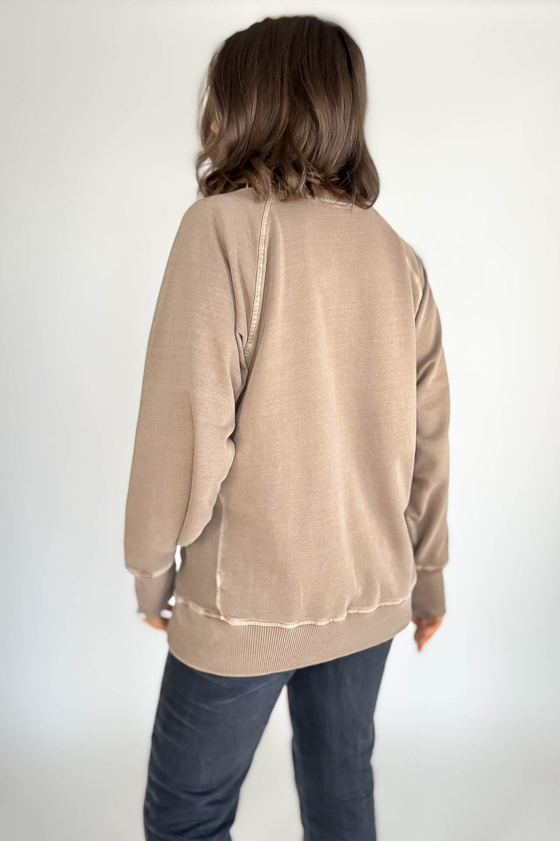 Stella Steal Mocha Pigment Dyed French Terry Pullover With Pockets (NO RESTOCK)