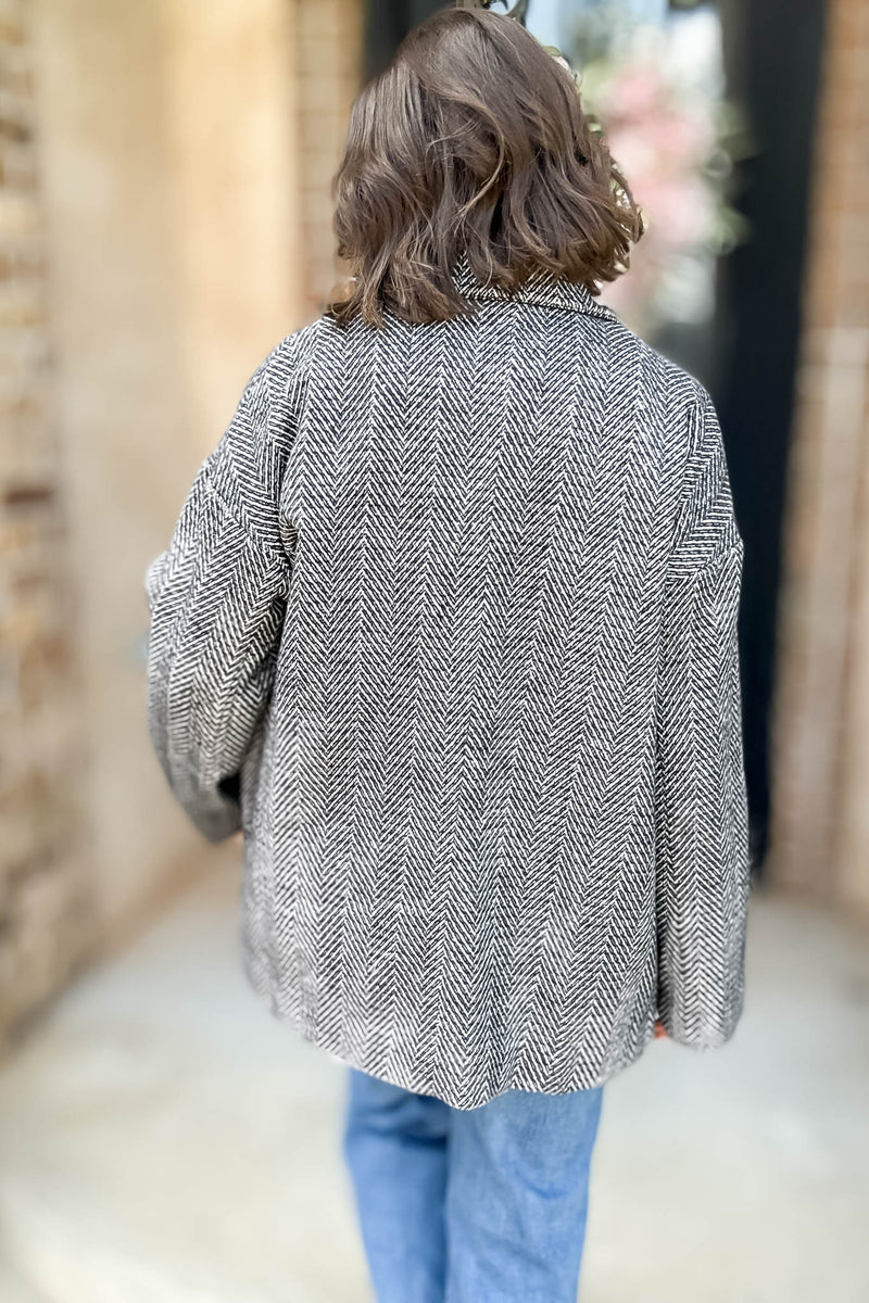 Herringbone Double Breasted Thick Jacket