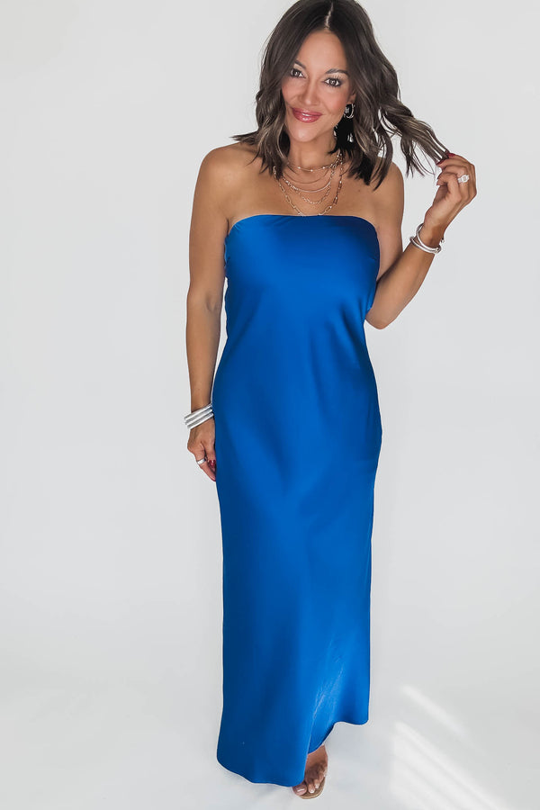 Royal Tie Back Chest Cowl Back Dress