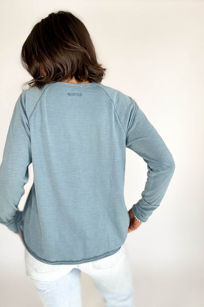 Chambray Garment Dye Raglan Sleeve Henley