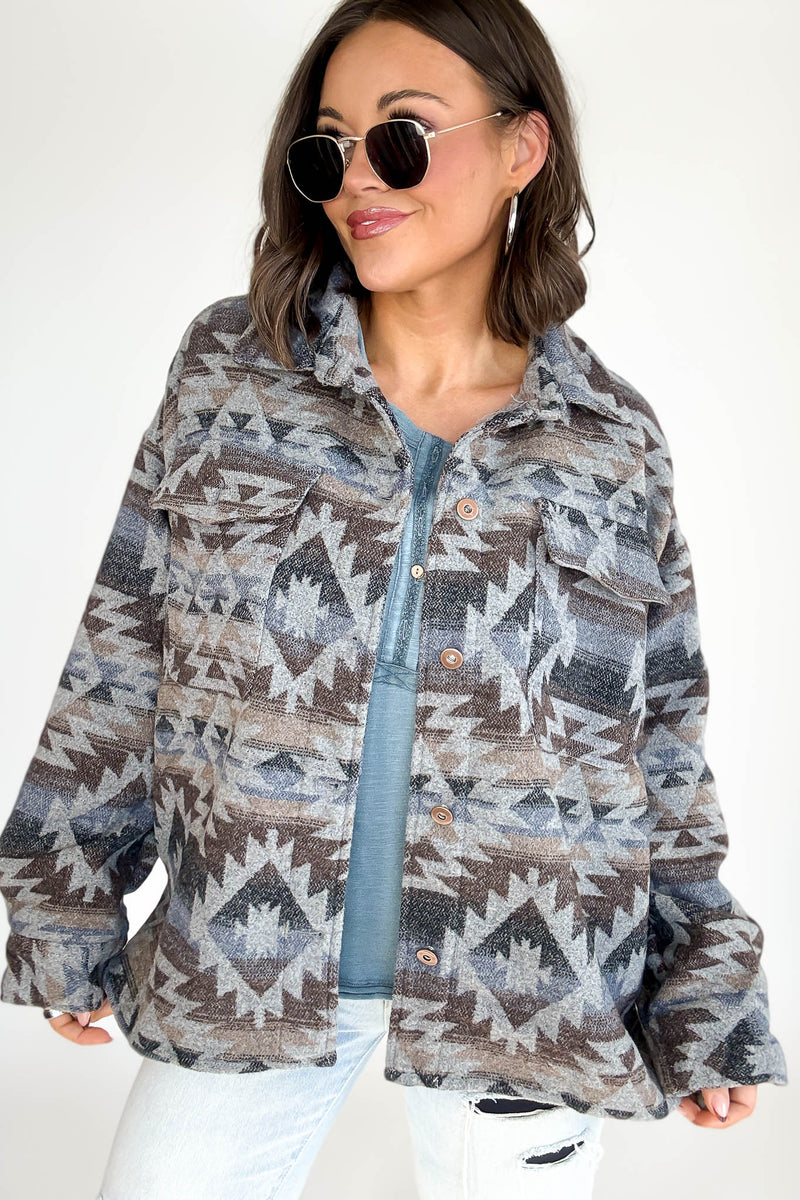 Aztec Print Shacket