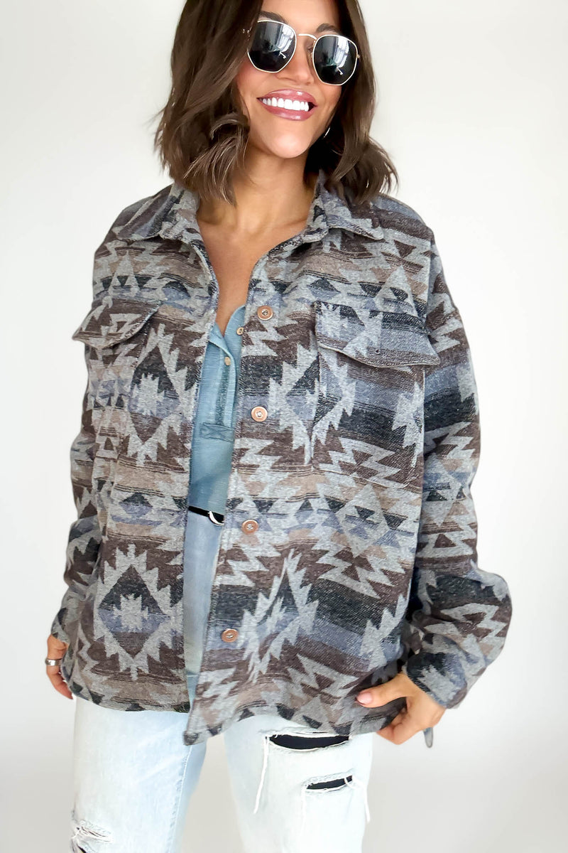 Aztec Print Shacket