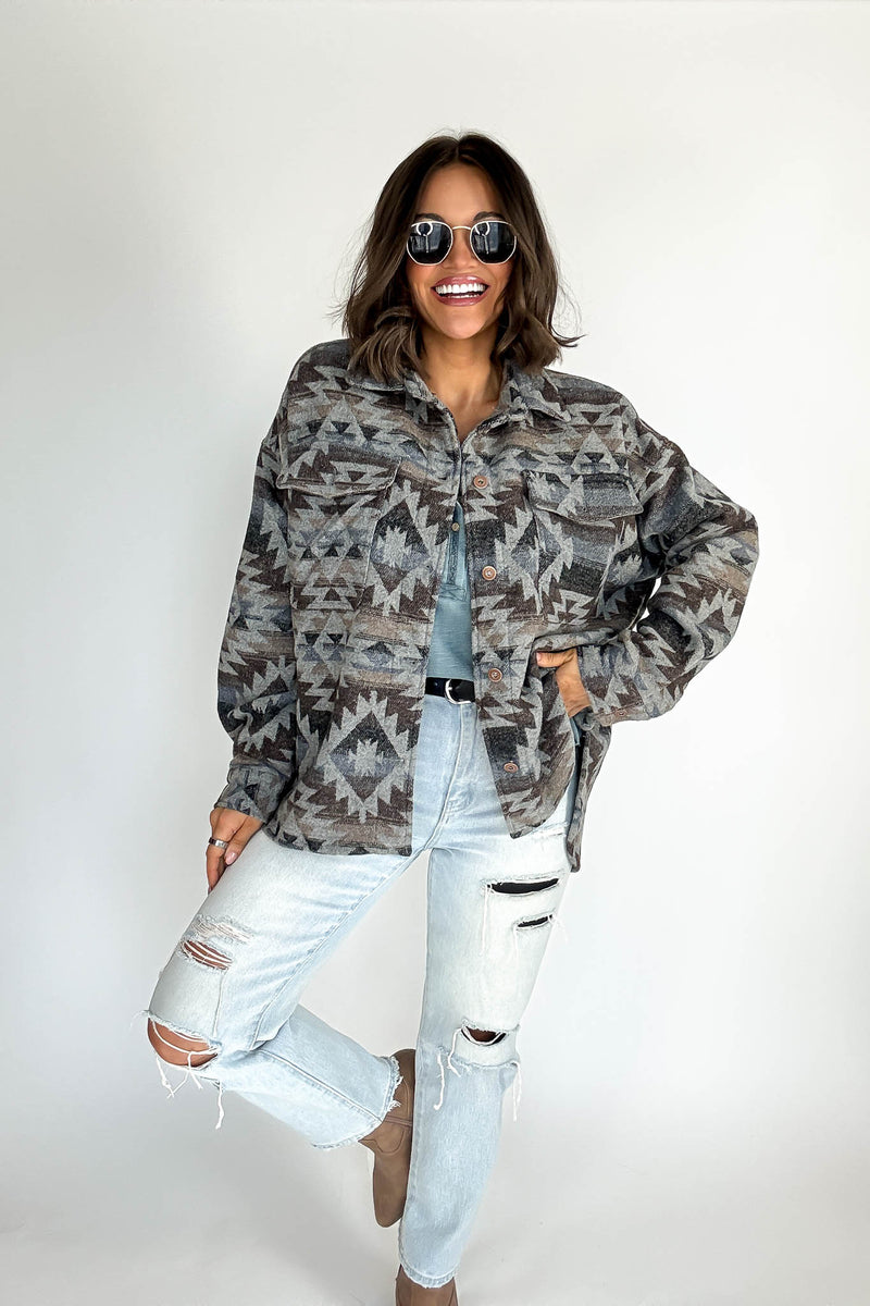 Aztec Print Shacket