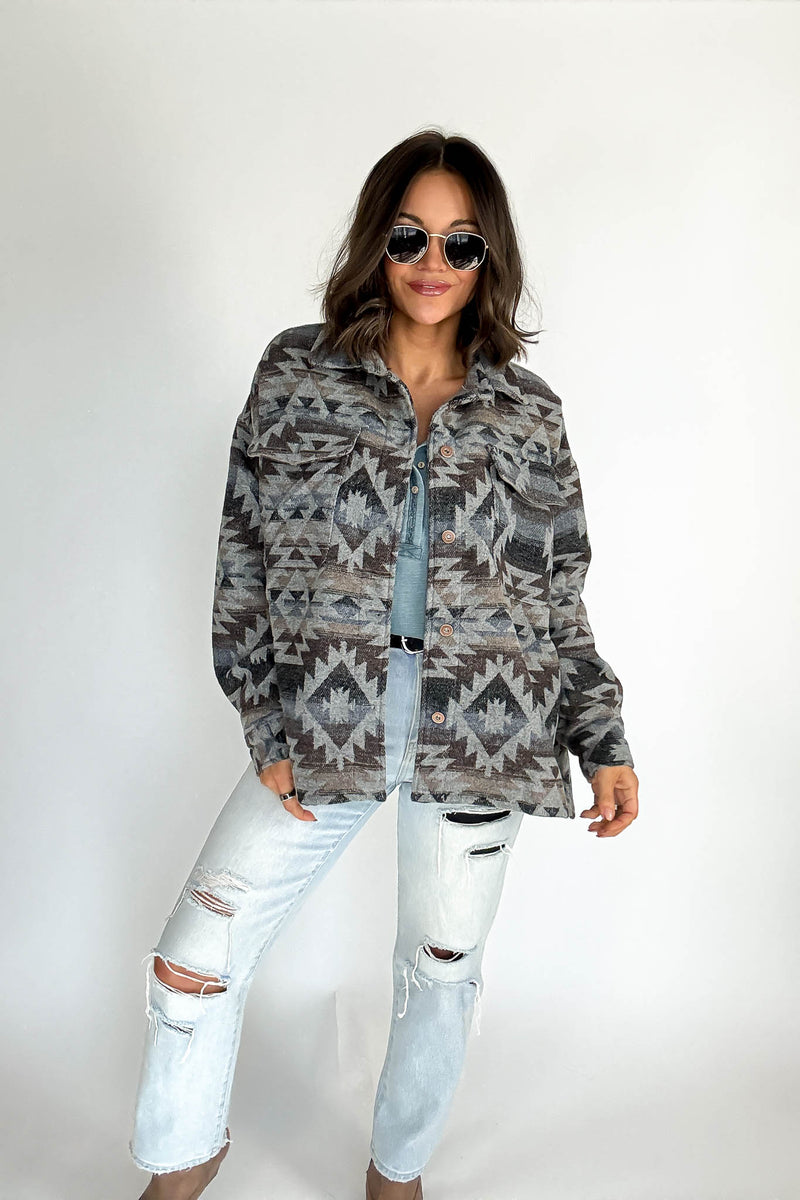 Aztec Print Shacket