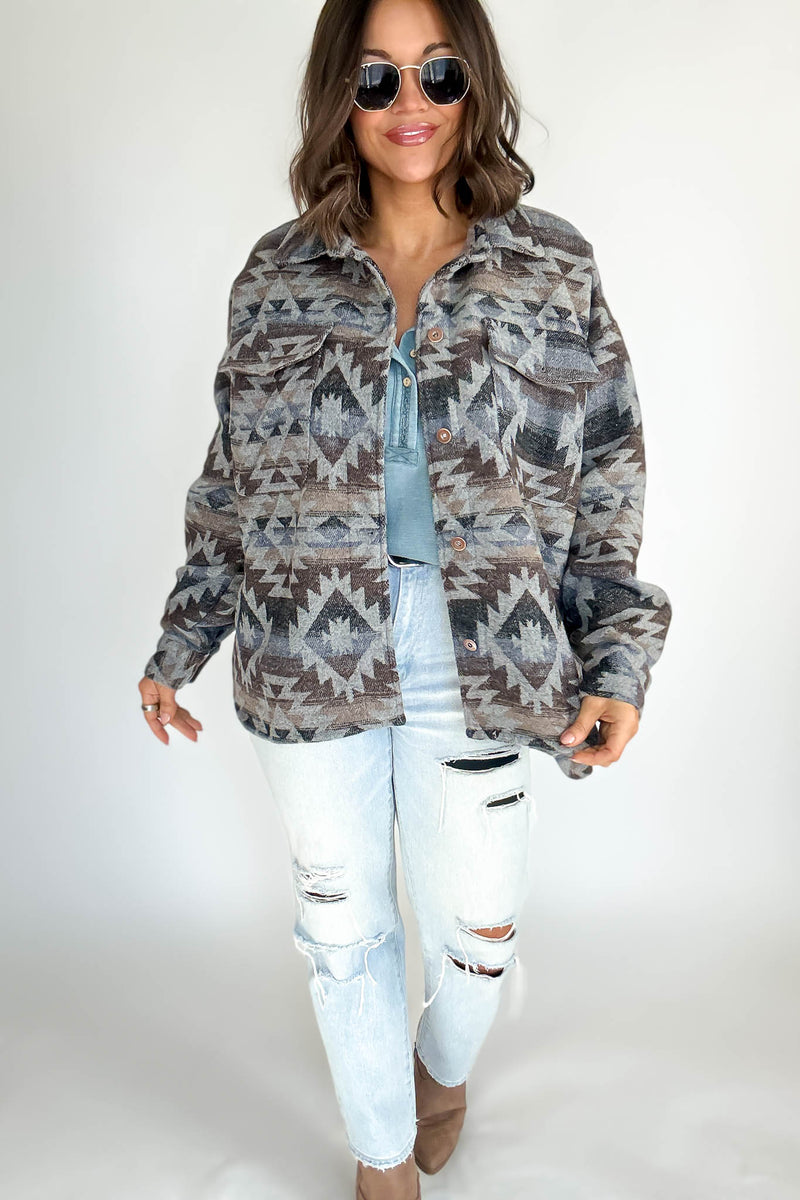 Aztec Print Shacket