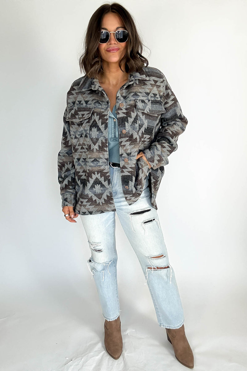 Aztec Print Shacket