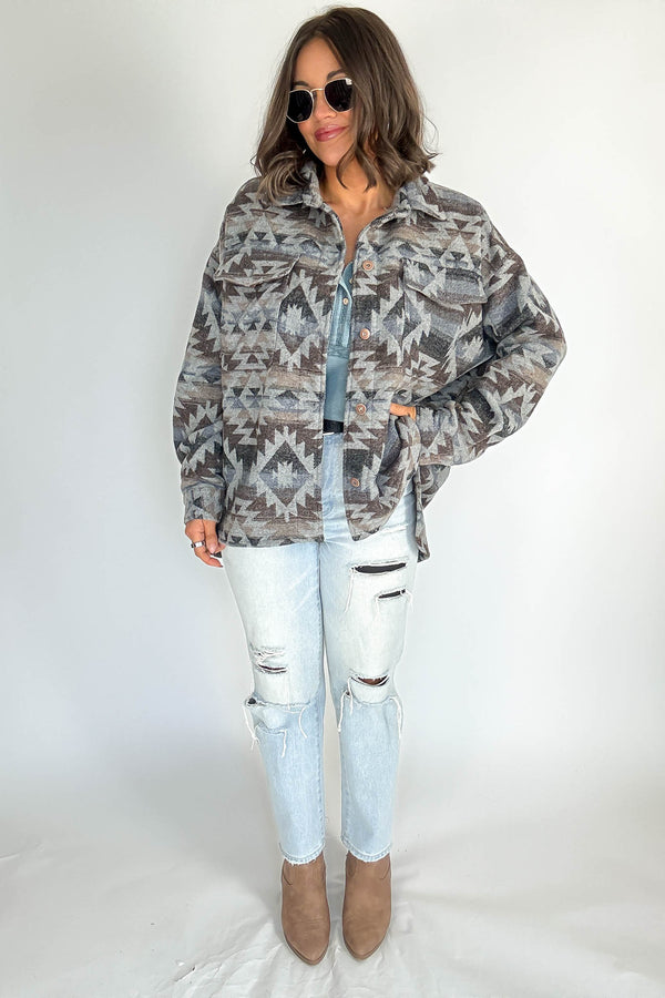 Aztec Print Shacket