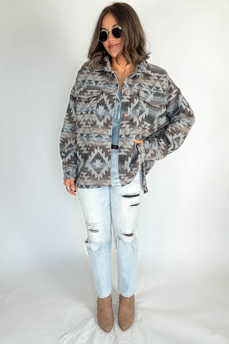 Aztec Print Shacket