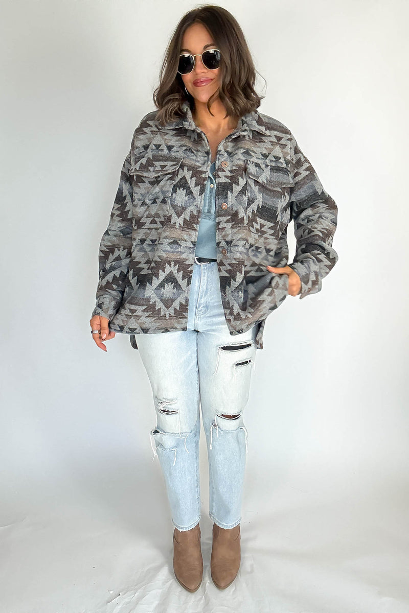 Aztec Print Shacket