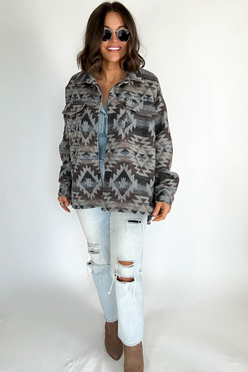 Aztec Print Shacket